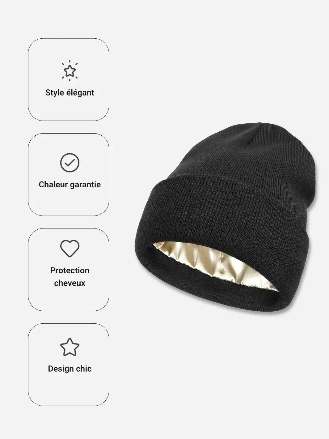 Bonnet satin SATYNEA pour protéger les cheveux en hiver